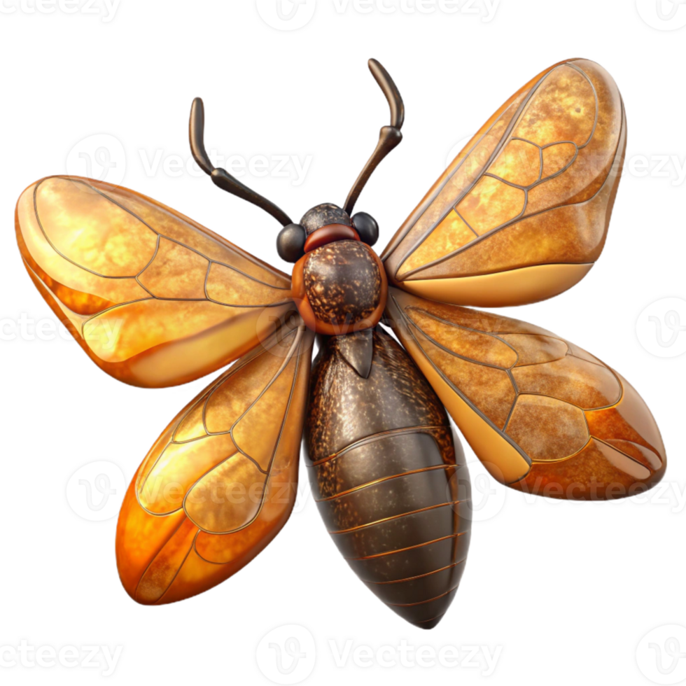 beautiful contemporary Amber Fossil Insect Inclusion Transparent Background authentic png