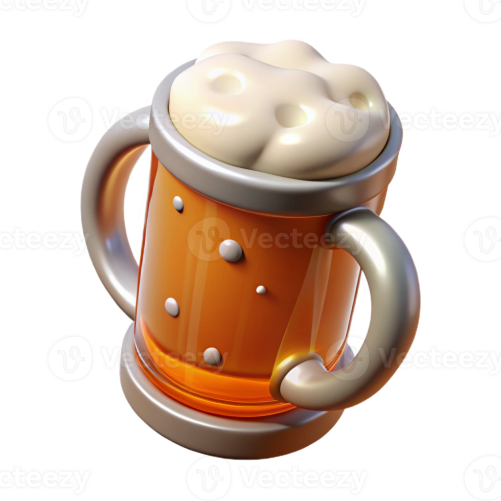 dramatic artistic Amber Lager in Stein Glass with Bubbles Cutout high resolution png