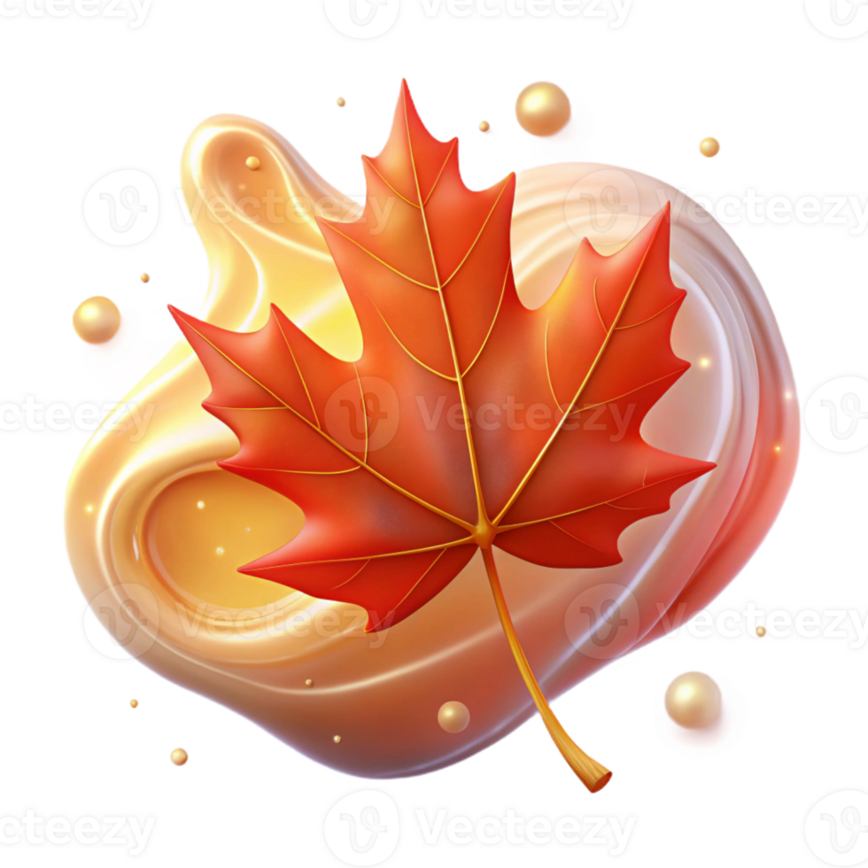 vibrant contemporary A Single Red Maple Leaf Falling A detailed png