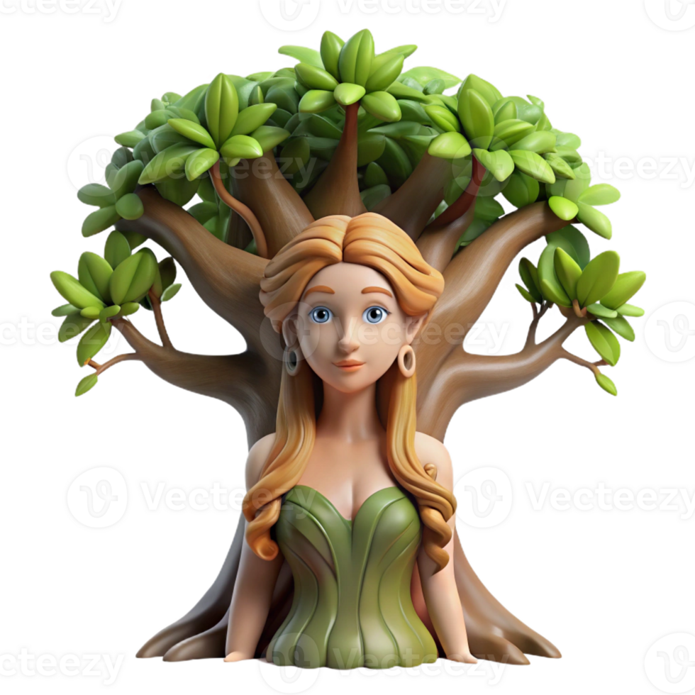 beautiful artistic A Serene Dryad Emerging from an Ancient Oa genuine png