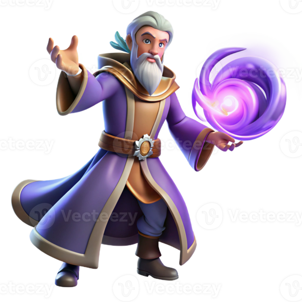 wonderful modern A Powerful Wizard Casting a Spell of Swir professional png