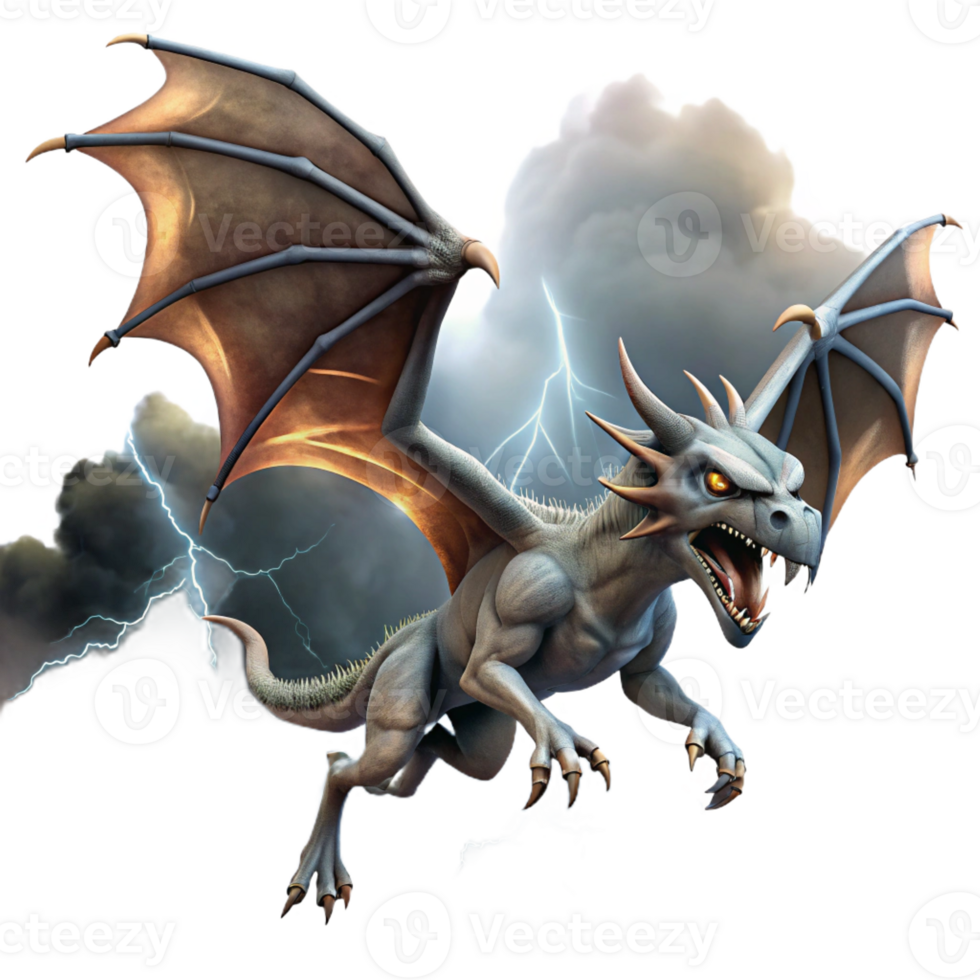 magnificent contemporary A Menacing Dragon Soaring Through a Stor high resolution png