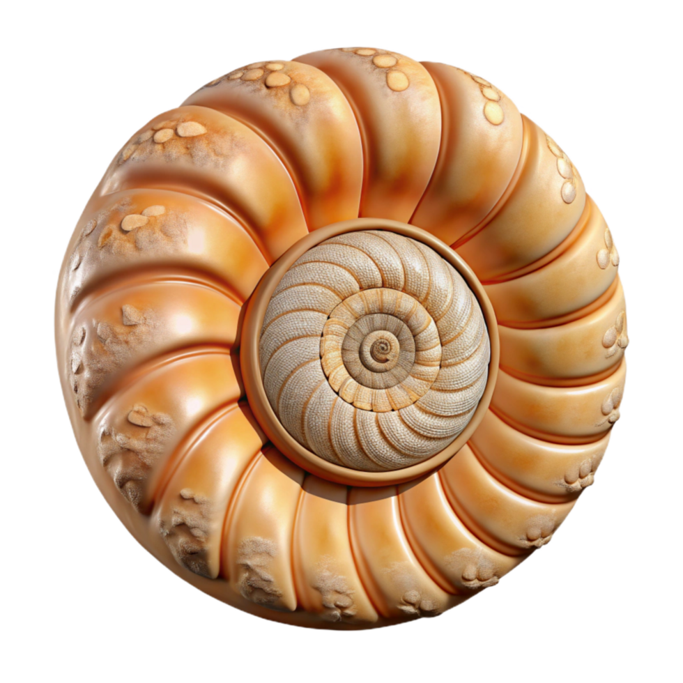 elegant vintage Ammonite Fossil Spiral Shell Texture Cutout premium png