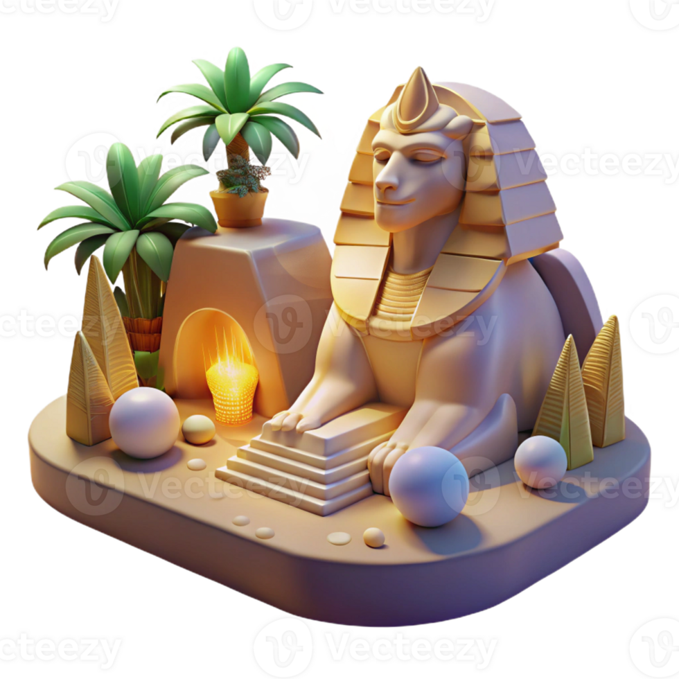 vibrant minimalist A Mysterious Sphinx Posing a Riddle in a D 4K png