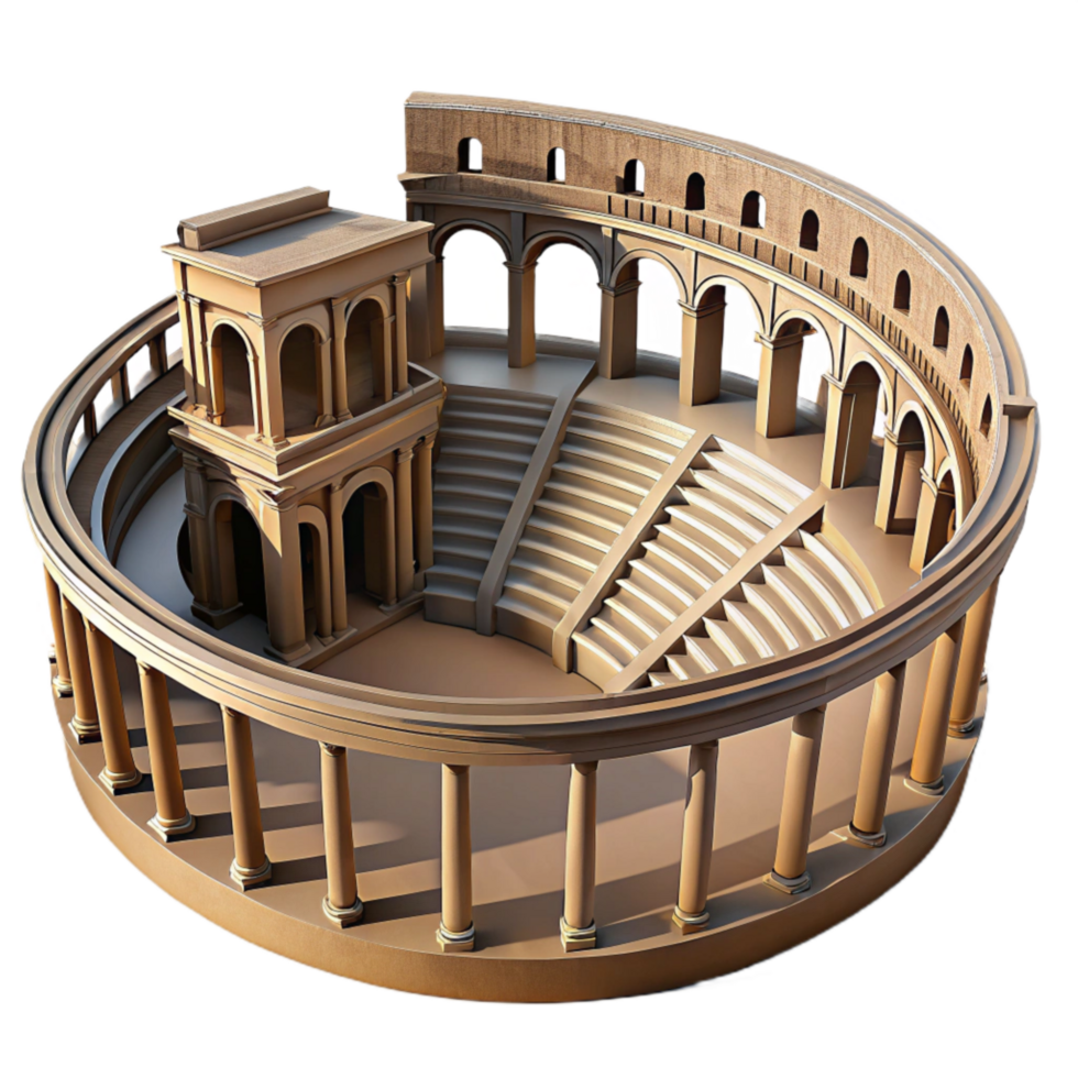 elegant abstract Ancient Amphitheater Dramatic Shadows Cutout authentic png