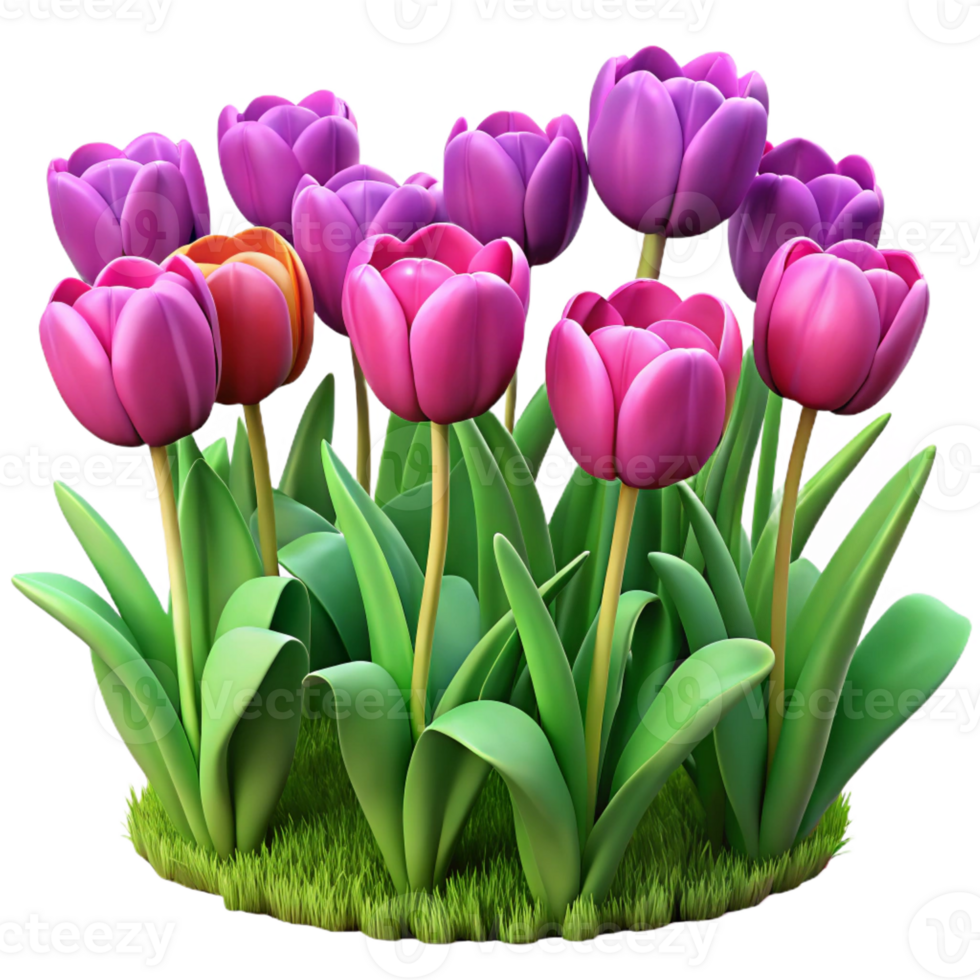 vibrant vintage A Field of Tulips in Full Bloom Vibrant authentic png