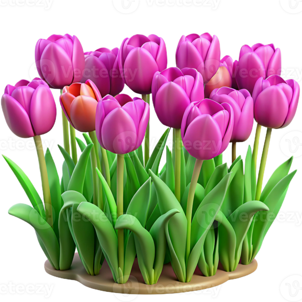 elegant artistic A Field of Tulips in Full Bloom Vibrant 4K png