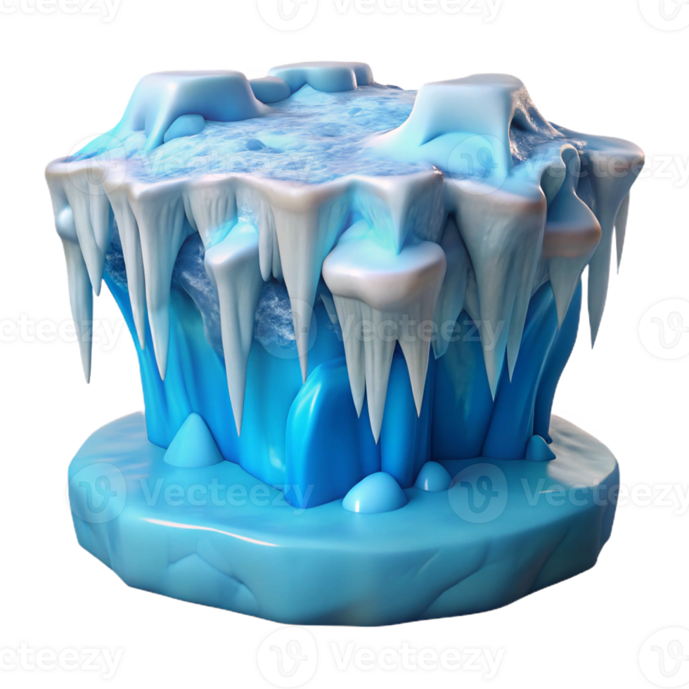 vibrant artistic A Frozen Waterfall in Winter Icy Blue An premium png