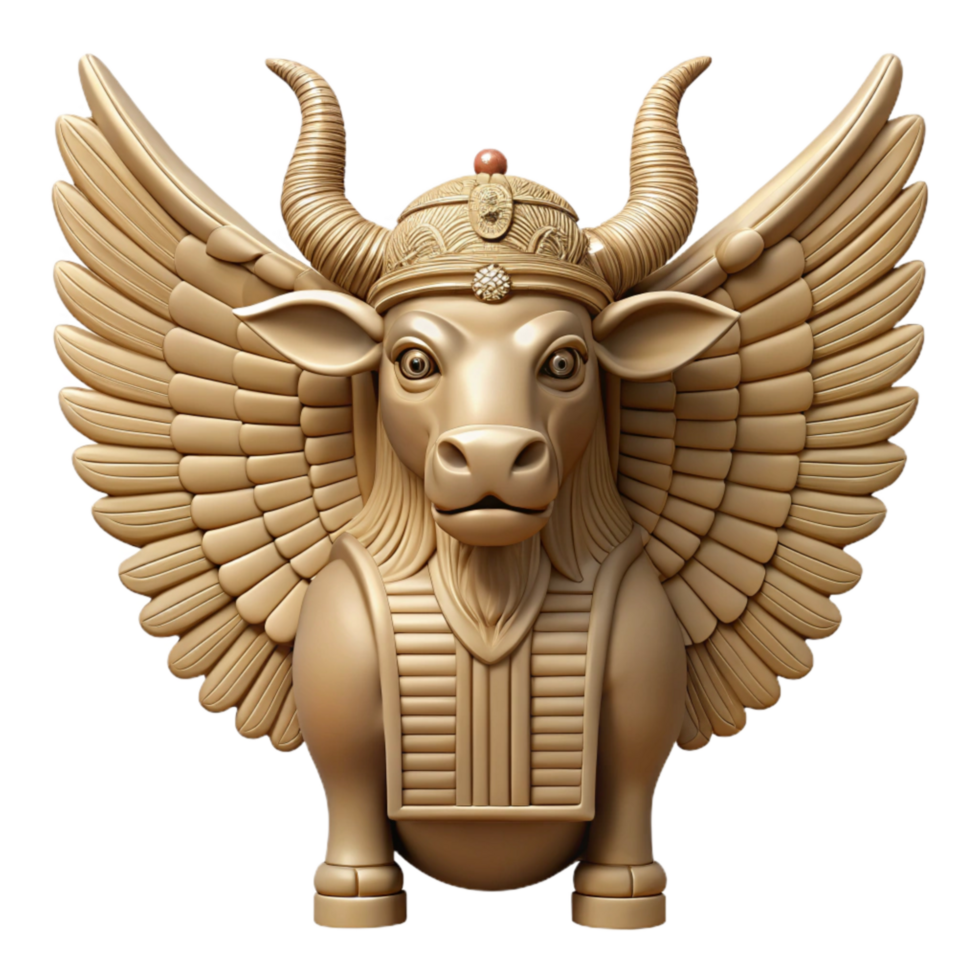 dramatic classic Ancient Assyrian Palace Relief Winged Bull Cutout genuine png