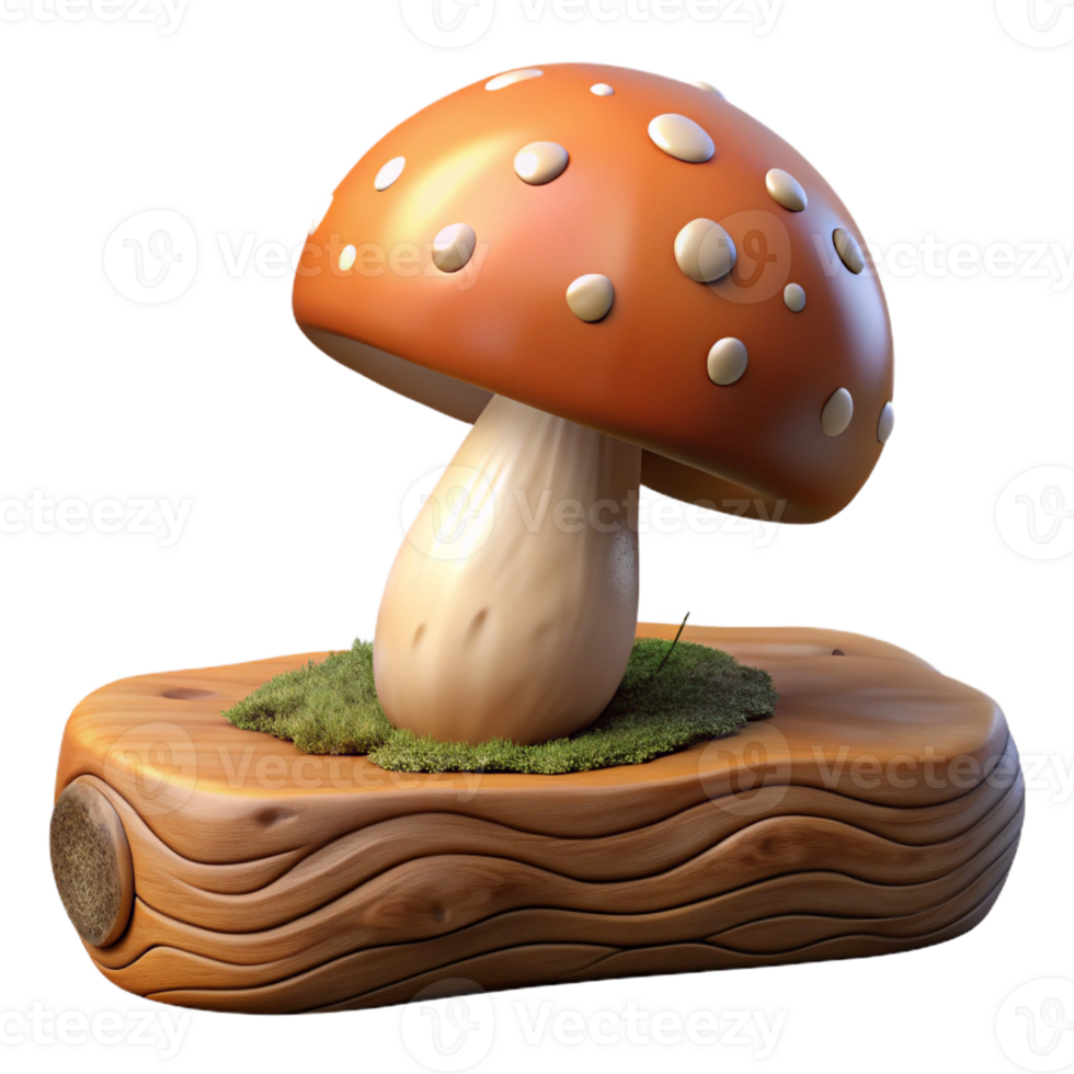 vibrant creative A Mushroom Growing on a Fallen Log in A high resolution png