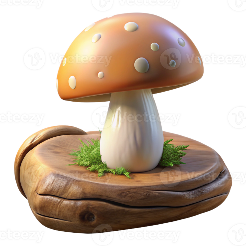beautiful artistic A Mushroom Growing on a Fallen Log in A authentic png