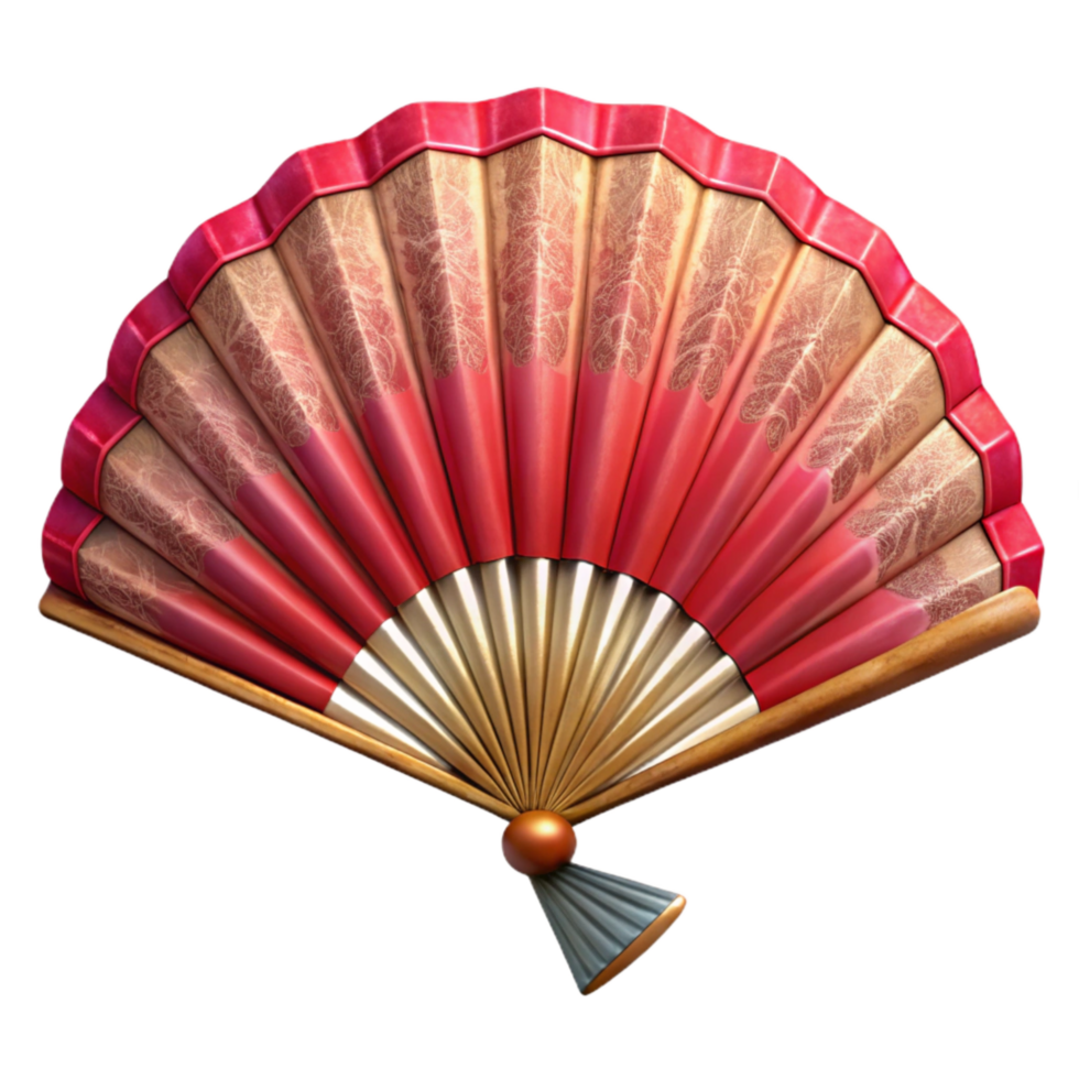 vibrant rustic Ancient Chinese Fan Silk Texture Open Position Transparent Background high quality png