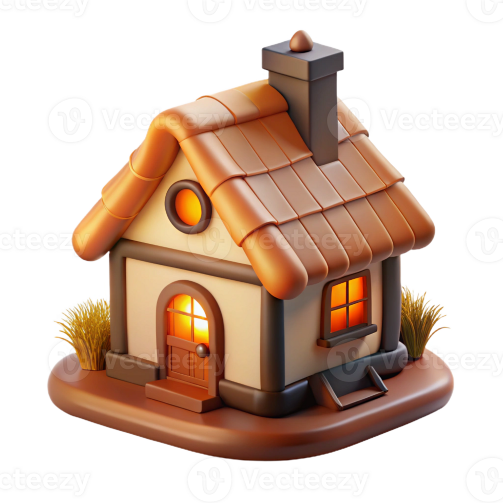 elegant abstract A Traditional Thatched Roof Cottage in A detailed png