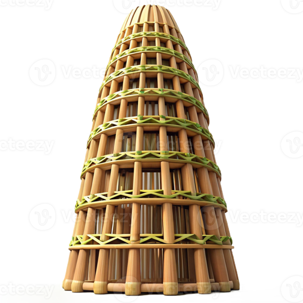 serene modern A Towering Skyscraper Made of Interwoven B detailed png