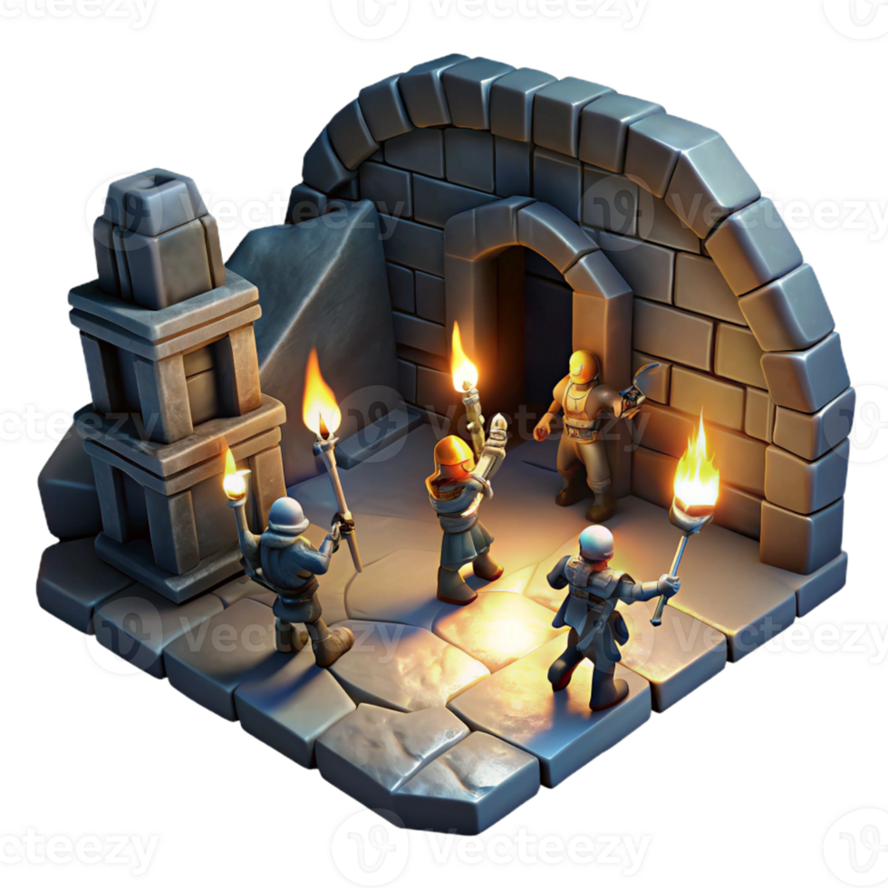 elegant creative A Group of Adventurers Exploring a Dark premium png