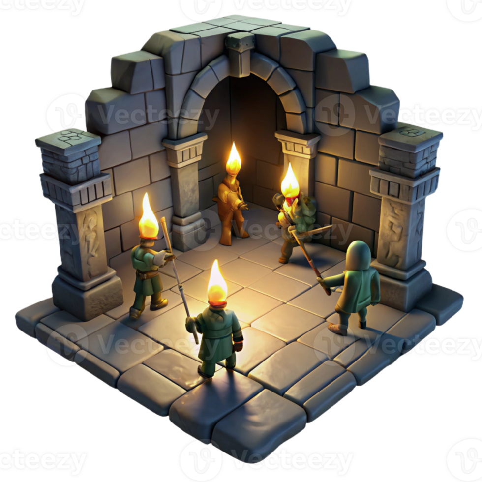 magnificent modern A Group of Adventurers Exploring a Dark 4K png