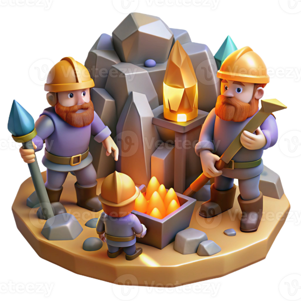 elegant classic A Group of Dwarves Mining for Gems in a Gl high resolution png