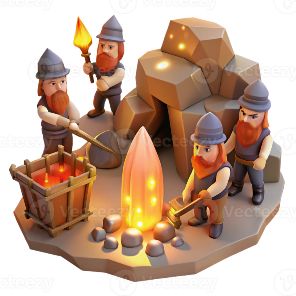wonderful abstract A Group of Dwarves Mining for Gems in a Gl exclusive png