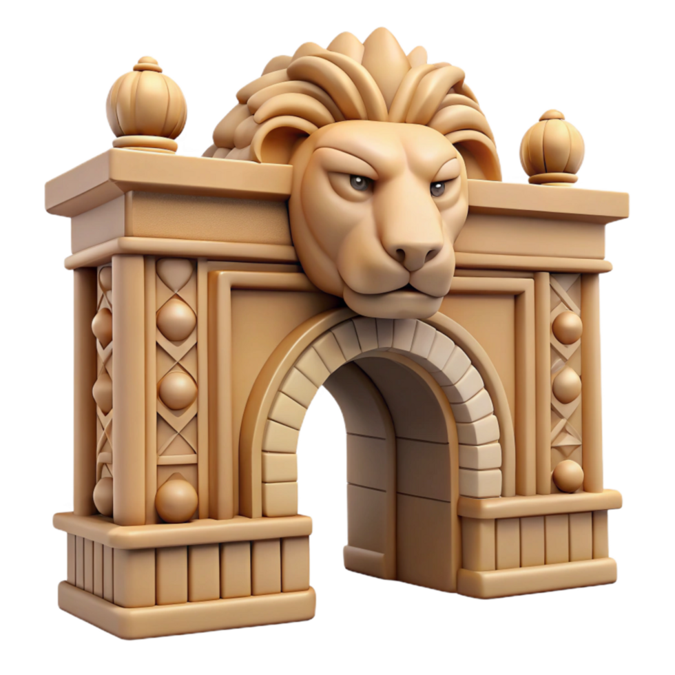 dramatic rustic Ancient Hittite Lion Gate Relief Carving Cutout authentic png