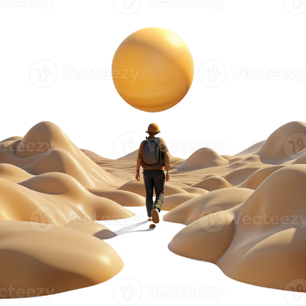 stunning traditional A Lone Wanderer Traversing a Vast Desert L high quality png