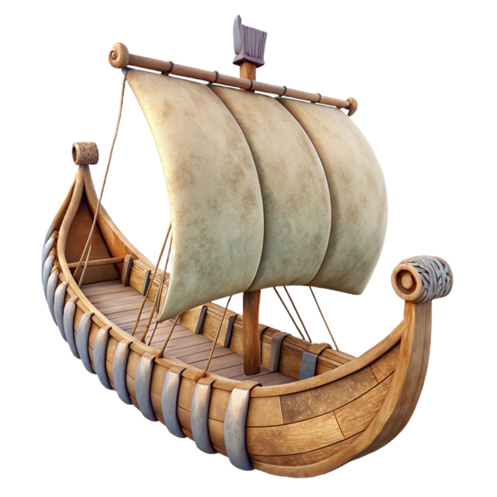 elegant vintage Ancient Phoenician Ship Side View Cutout Element authentic png