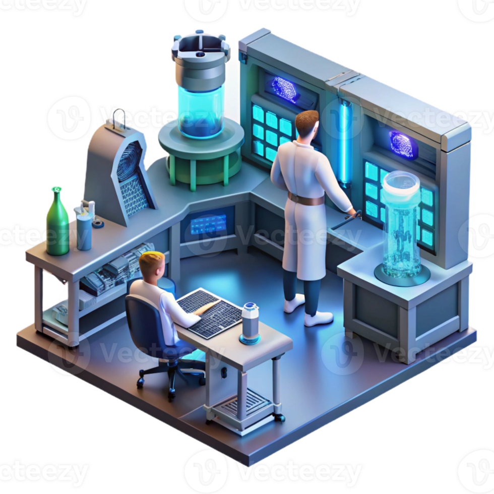 serene traditional A Futuristic Laboratory Filled with Com detailed png