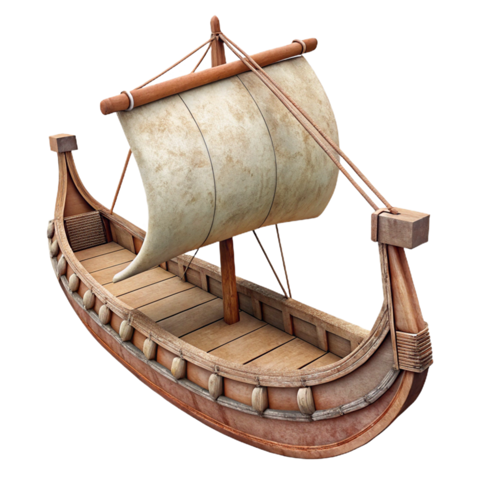 elegant minimalist Ancient Phoenician Ship Side View Cutout Element detailed png