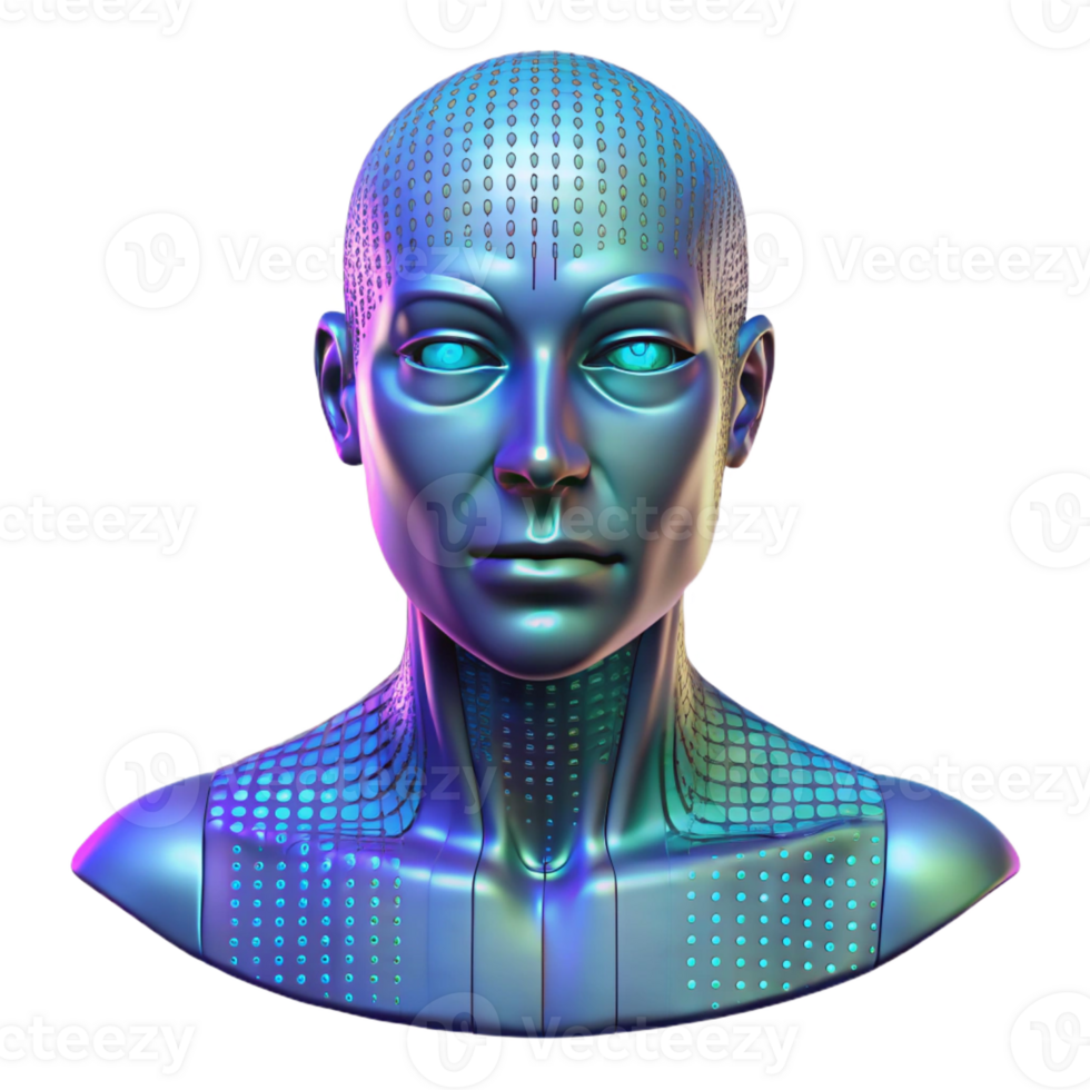 serene rustic A Holographic Projection of a Human Face detailed png
