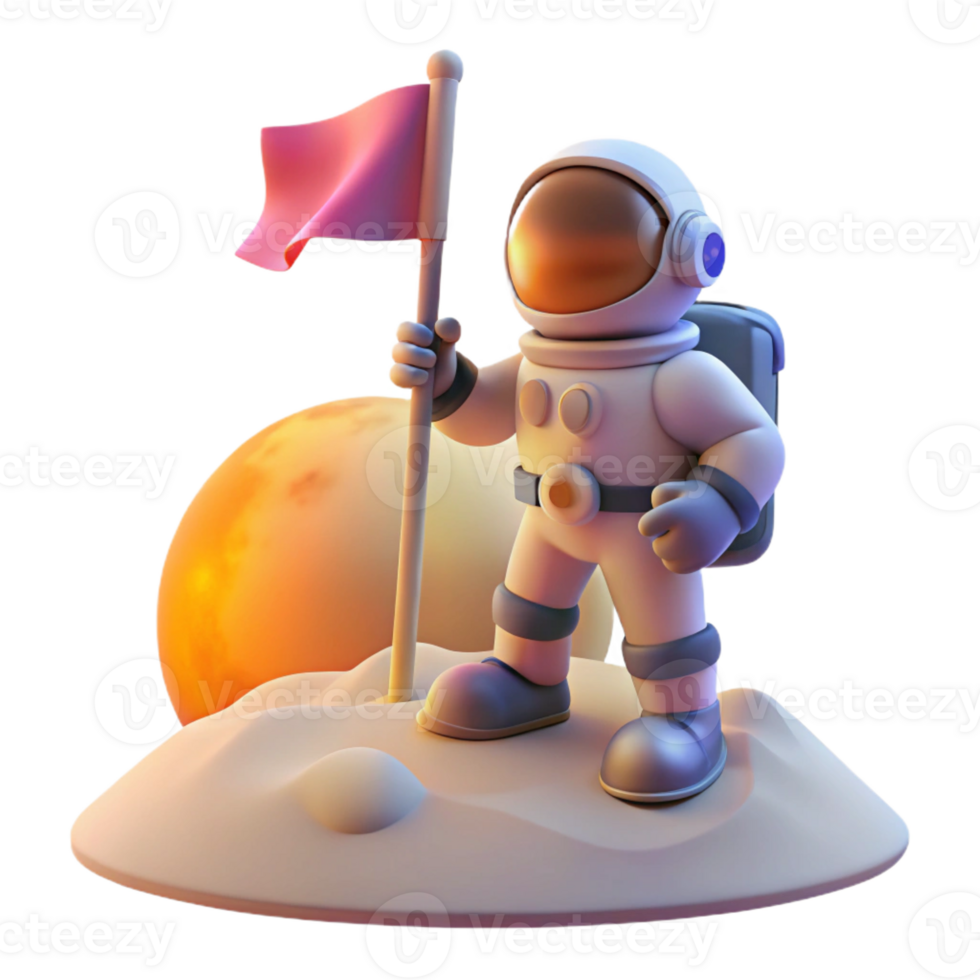 elegant artistic A Lone Astronaut Planting a Flag on a New original png