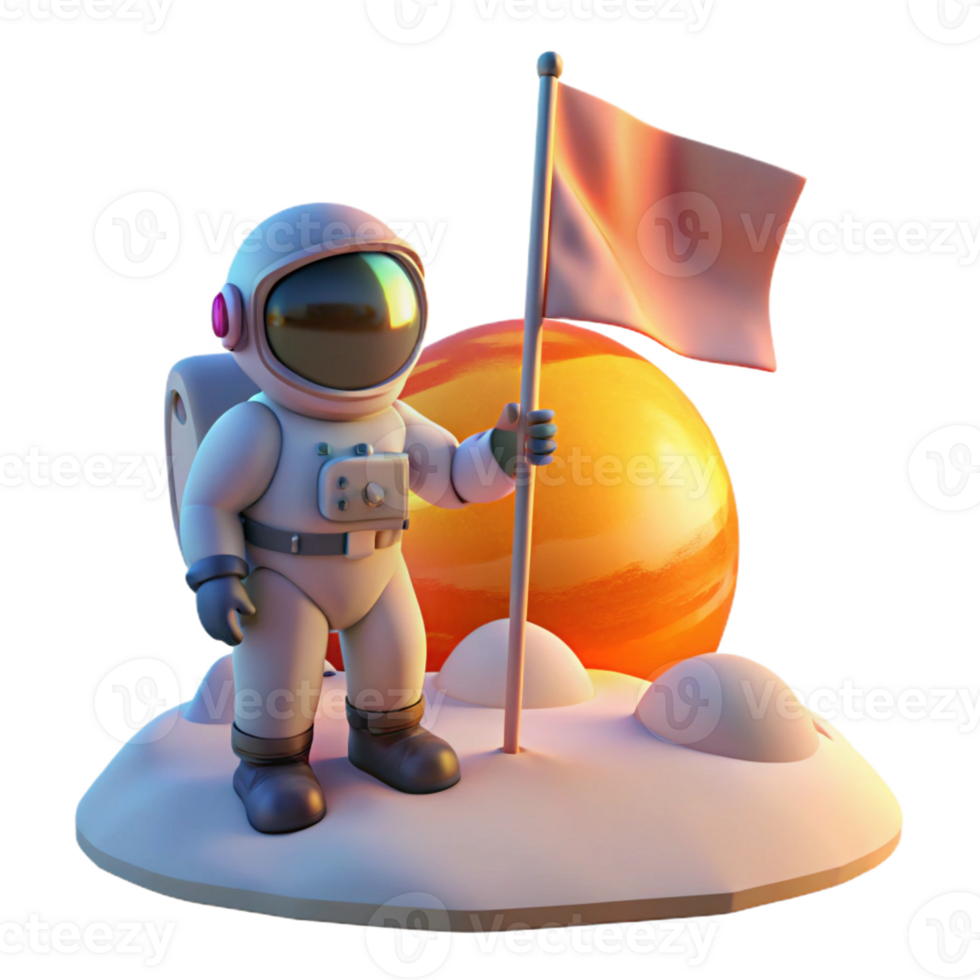 vibrant rustic A Lone Astronaut Planting a Flag on a New professional png