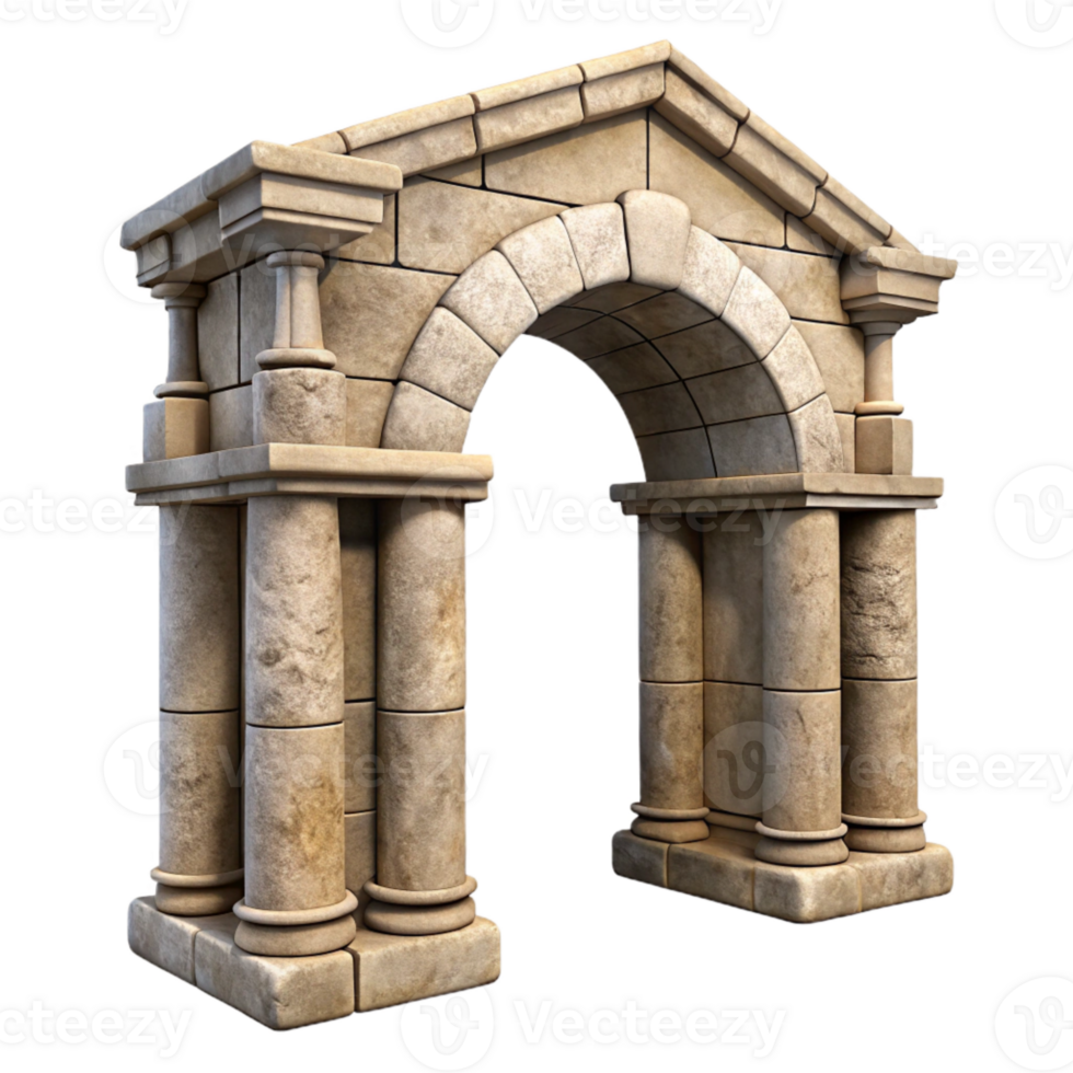 vibrant minimalist Ancient Roman Archway Stone Texture Transparent Background high quality png