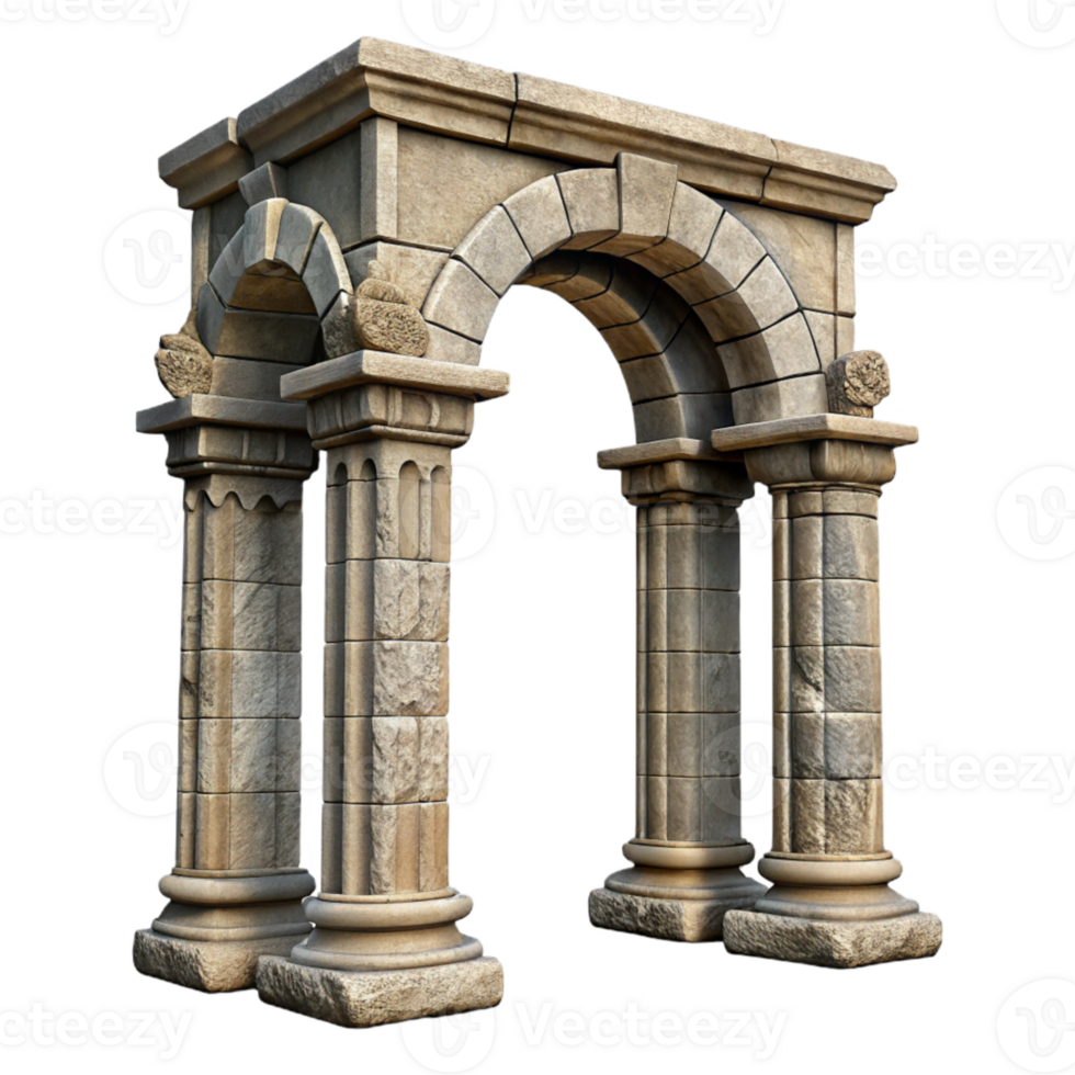 vibrant classic Ancient Roman Archway Stone Texture Transparent Background detailed png