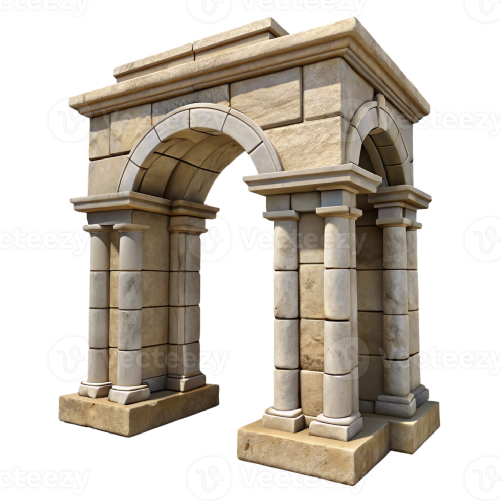 elegant rustic Ancient Roman Archway Stone Texture Transparent Background detailed png