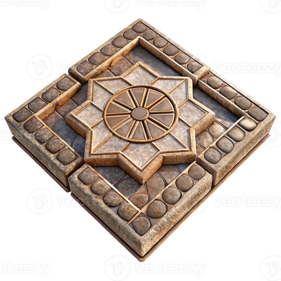 wonderful artistic Ancient Roman Mosaic Floor Pattern Cutout Element original png