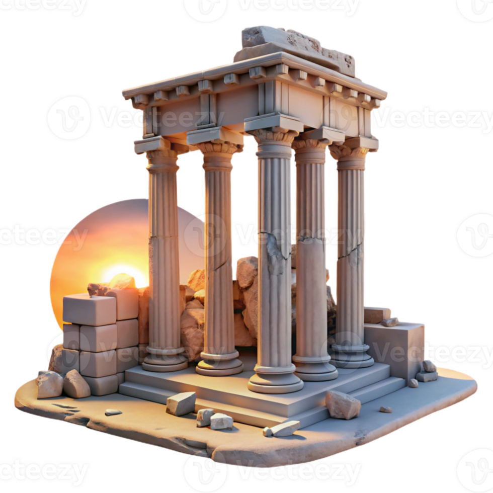 dramatic abstract Ancient Ruins at Sunrise Transparent Background original png