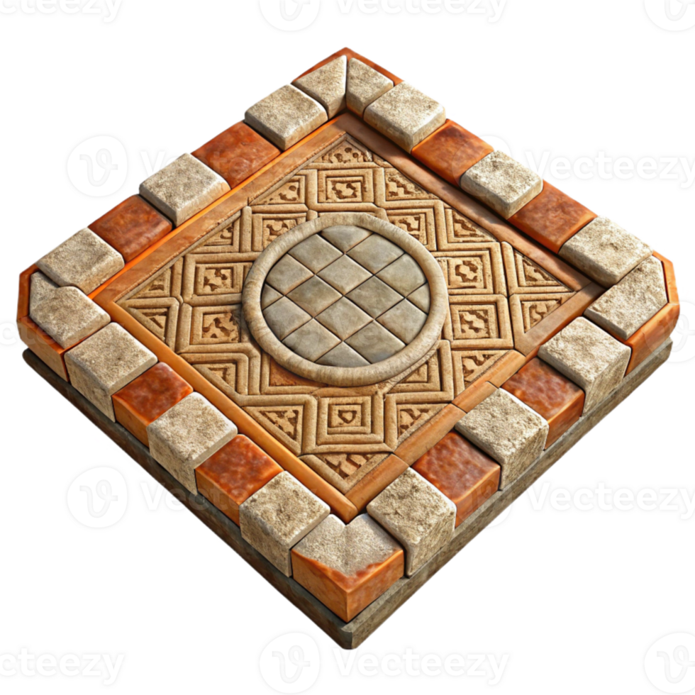elegant minimalist Ancient Roman Mosaic Floor Pattern Cutout Element professional png