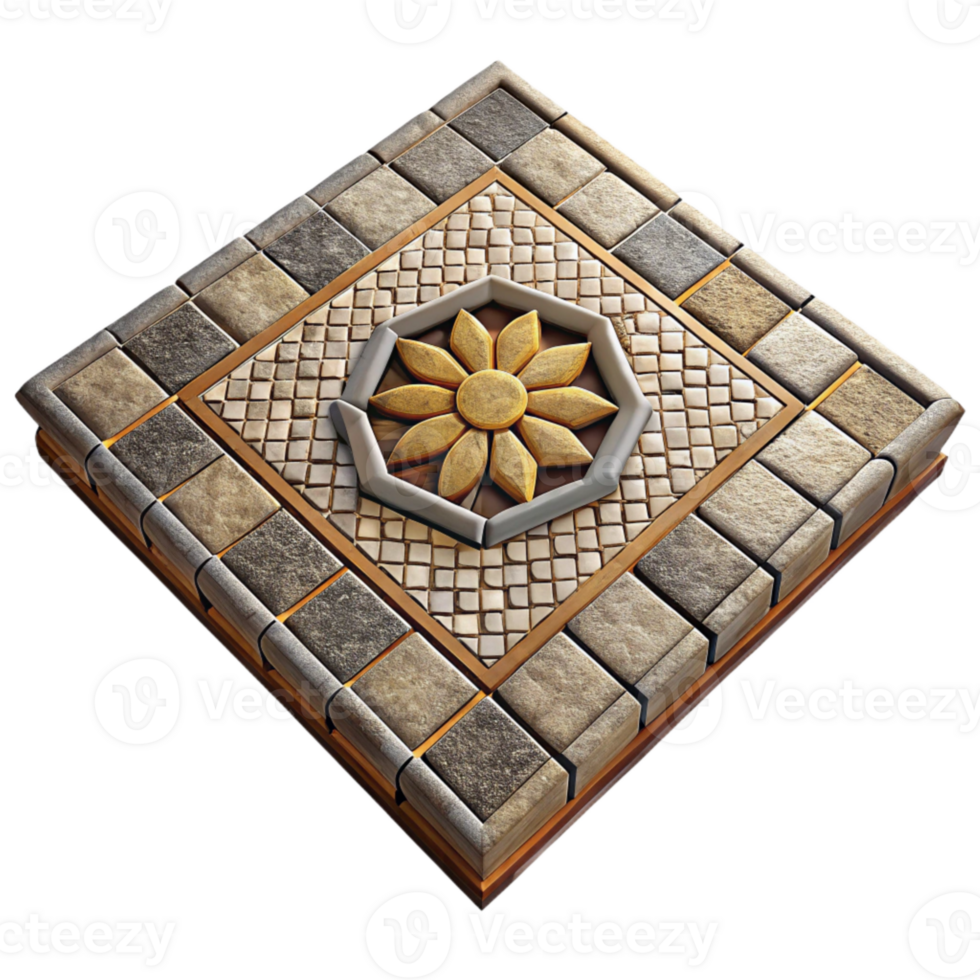 stunning rustic Ancient Roman Mosaic Floor Pattern Cutout Element detailed png
