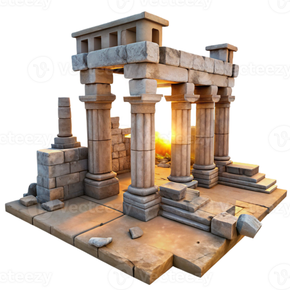 serene classic Ancient Ruins at Sunrise Transparent Background high resolution png