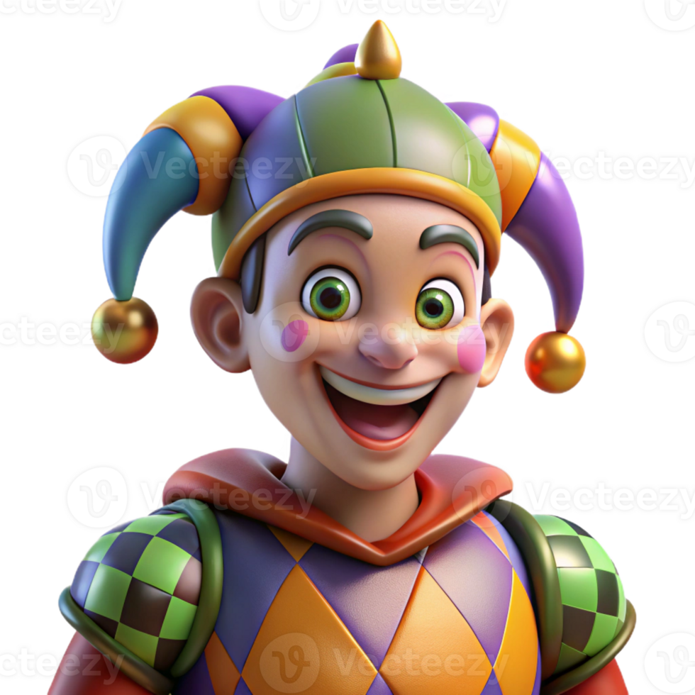 dramatic rustic A Jester with Brightly Colored Makeup And genuine png