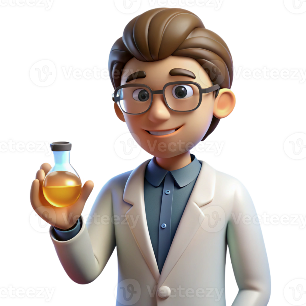 beautiful rustic A Scientist with Glasses and a Lab Coat original png