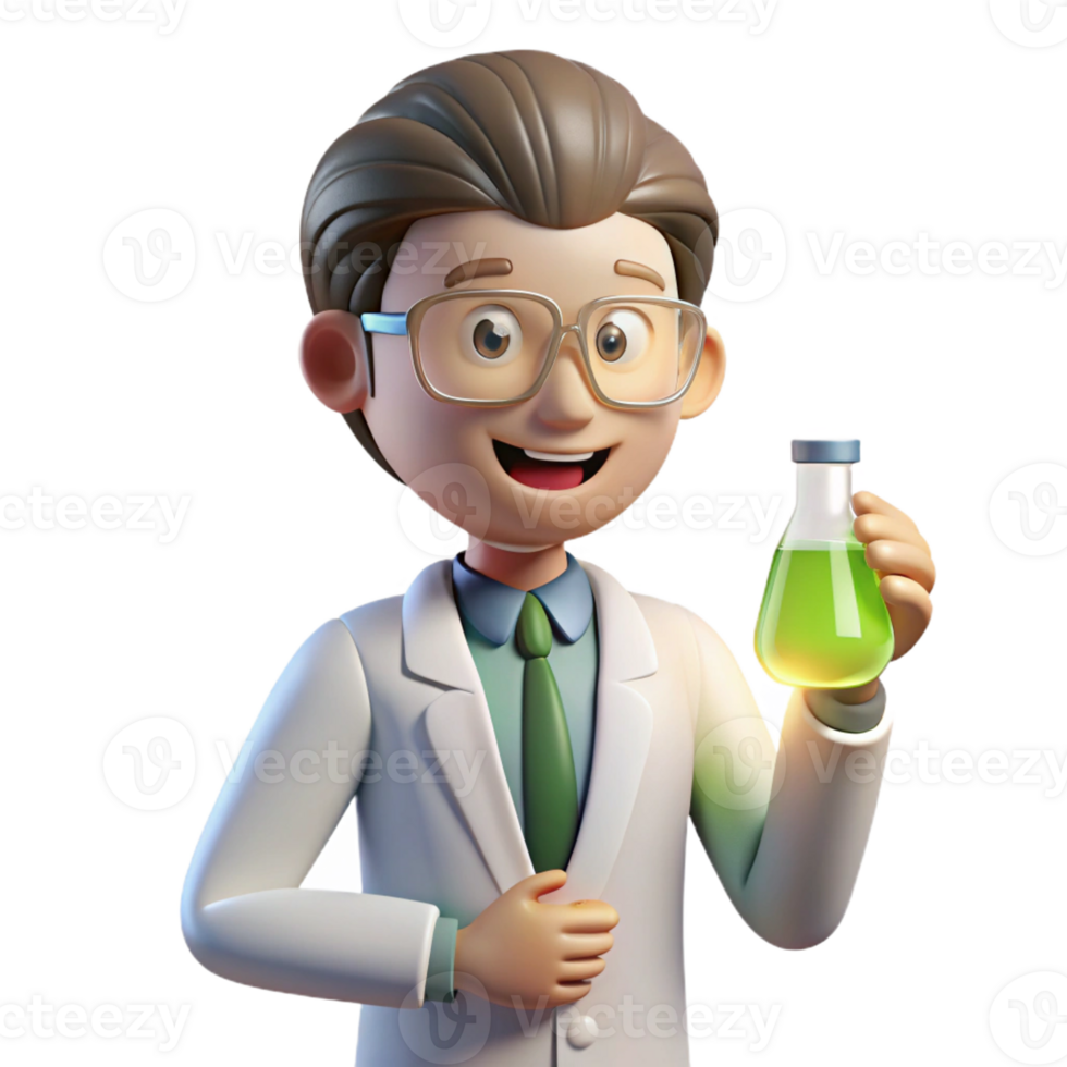serene contemporary A Scientist with Glasses and a Lab Coat premium png