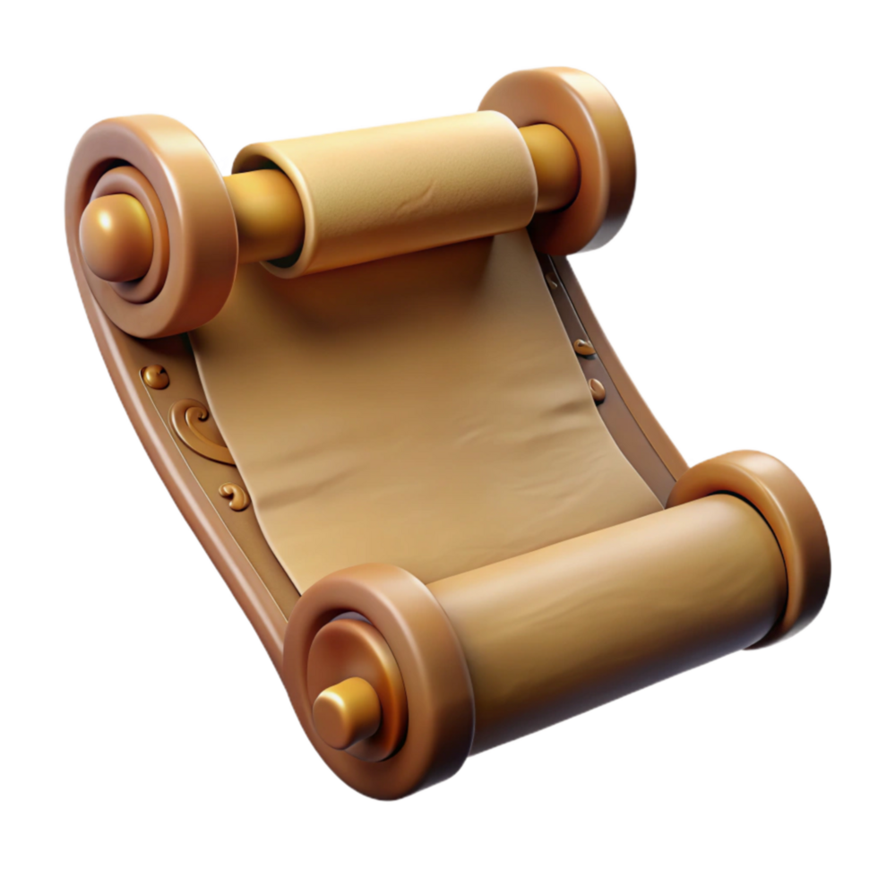 serene minimalist Ancient Scroll Detailed Script Cutout detailed png