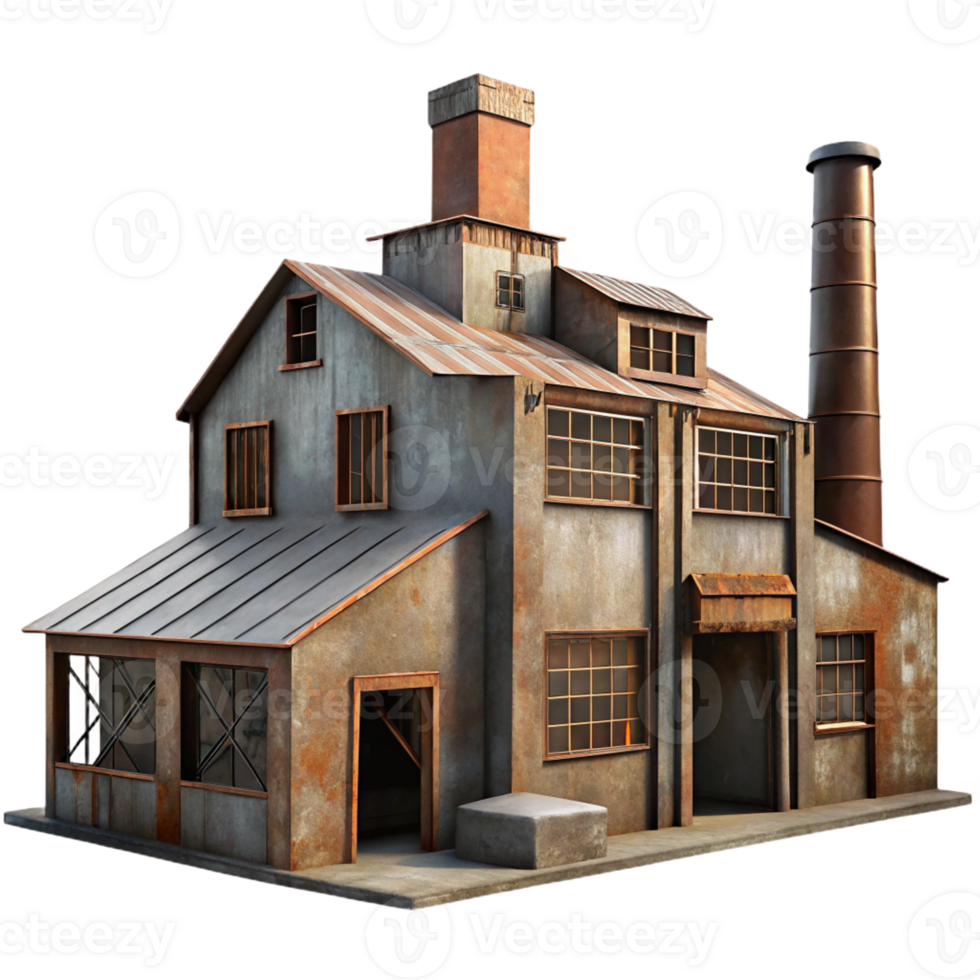 beautiful artistic An Abandoned Industrial Factory Rusted detailed png