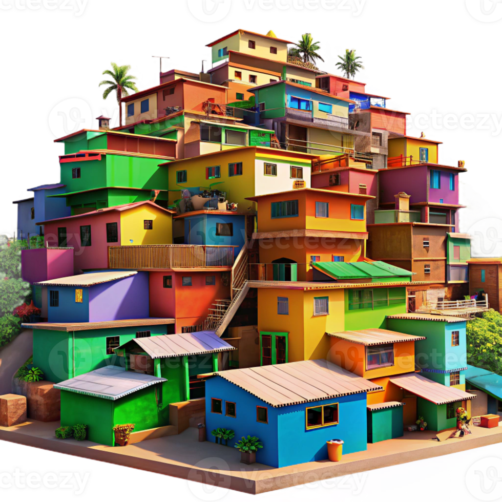 wonderful abstract A Colorful Favela Community Built on a Hi professional png