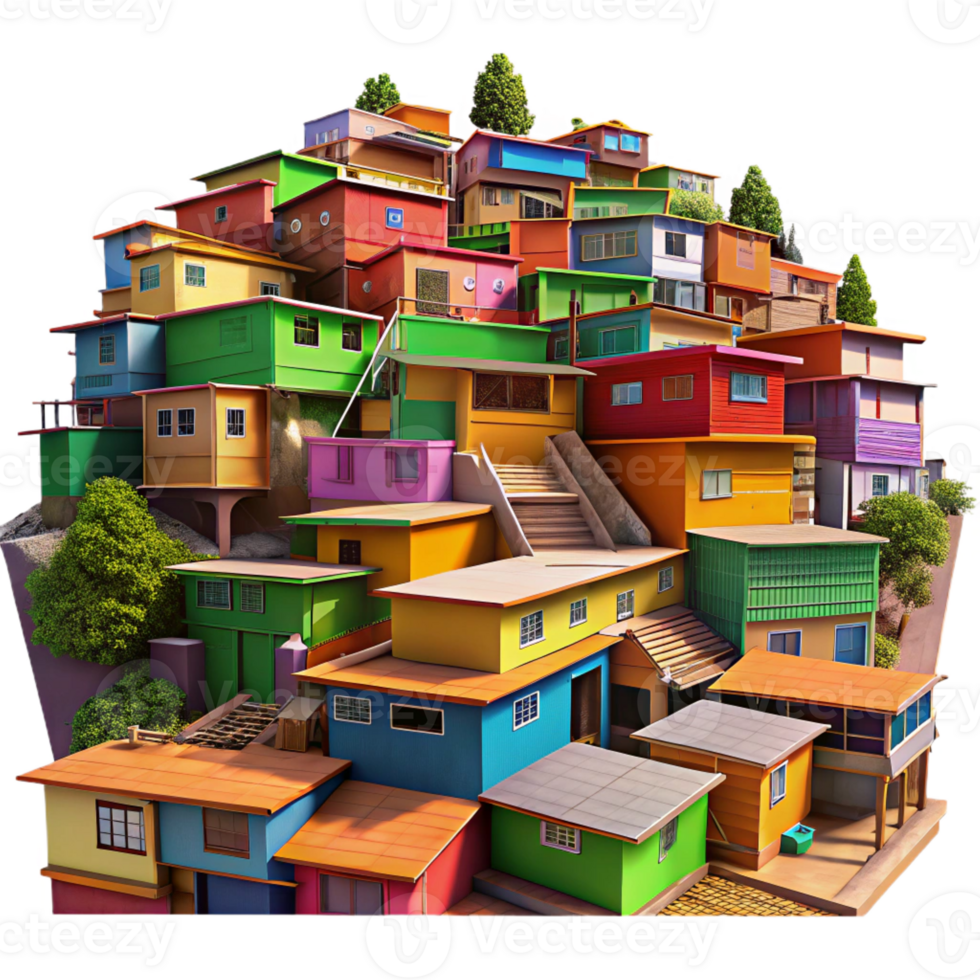 beautiful creative A Colorful Favela Community Built on a Hi professional png