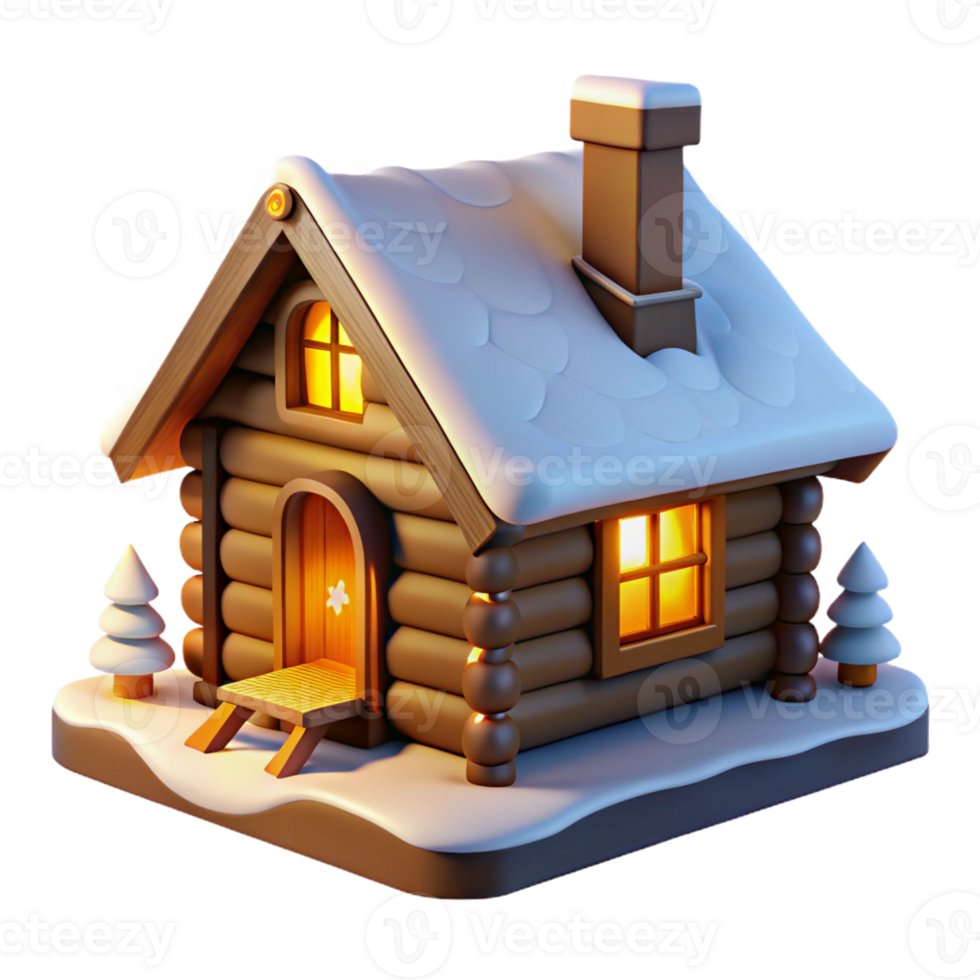 elegant rustic A Cozy Log Cabin in the Snow Warm Firelig authentic png