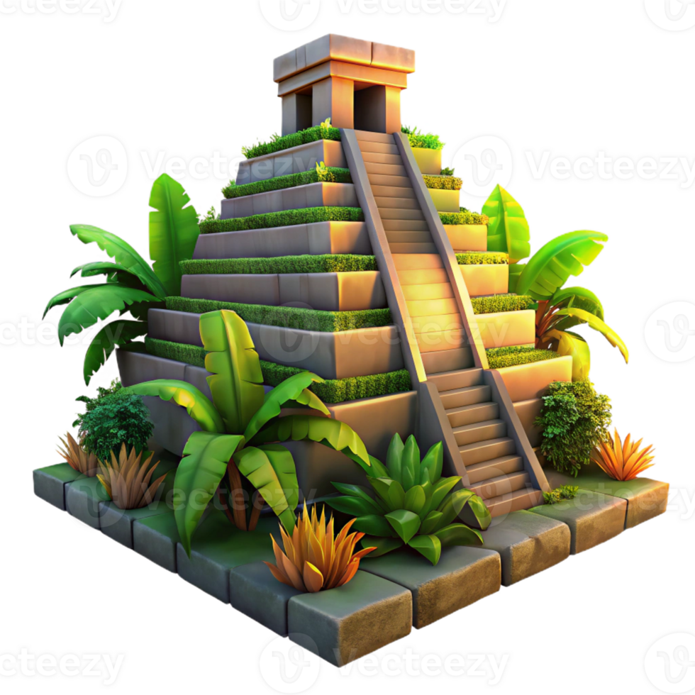 extraordinary traditional A Mayan Pyramid Temple Overgrown with J professional png