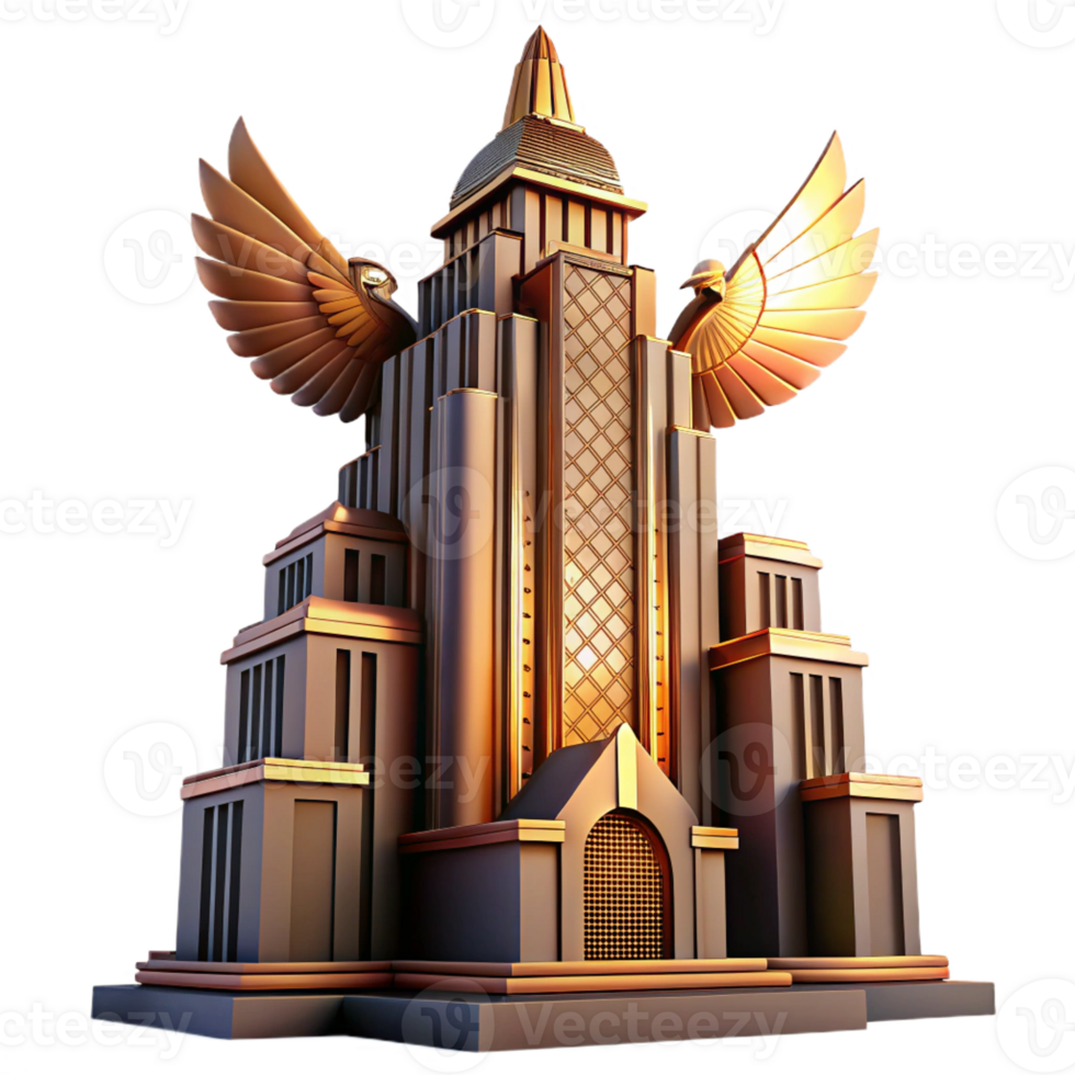 vibrant traditional A Towering Art Deco Skyscraper Geometri premium png