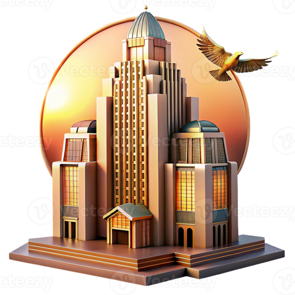 magnificent creative A Towering Art Deco Skyscraper Geometri professional png