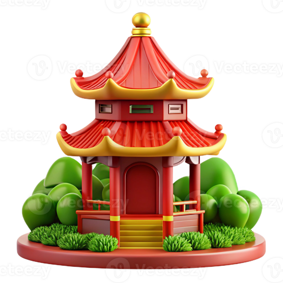 serene abstract A Traditional Chinese Pagoda Vibrant Red high quality png